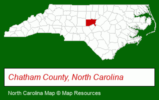 North Carolina map, showing the general location of Laurels of Chatham