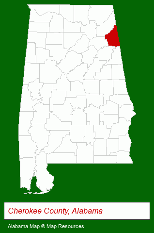Alabama map, showing the general location of Chesnut Bay Resort
