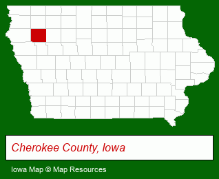 Iowa map, showing the general location of Cherokee Area Economic Devmnt
