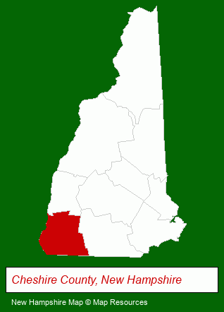 New Hampshire map, showing the general location of Benson Woodworking