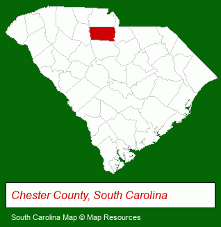 South Carolina map, showing the general location of Chester Recreation Department