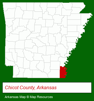 Arkansas map, showing the general location of Southeast Arkansas Realty Company