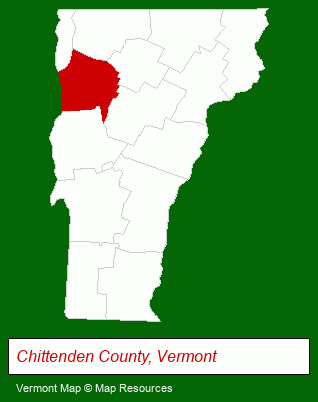 Vermont map, showing the general location of Shelburne-Burlington