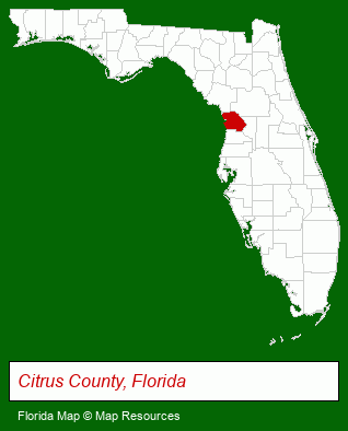 Florida map, showing the general location of Kings Bay Lodge