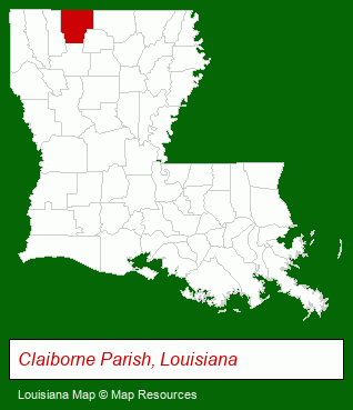 Louisiana map, showing the general location of Valhalla