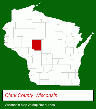 Wisconsin map, showing the general location of Abby Bank