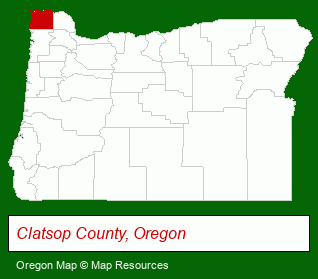 Oregon map, showing the general location of Gearhart Ocean Inn