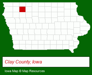 Iowa map, showing the general location of Cornwall Avery Bjornstad