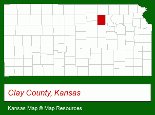 Kansas map, showing the general location of Clay Center Housing Authority