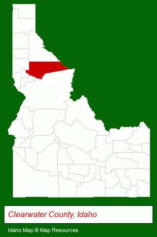 Idaho map, showing the general location of Clearwater Crossing RV Park