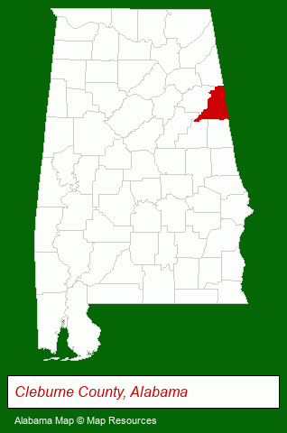 Alabama map, showing the general location of Cypress Log Home
