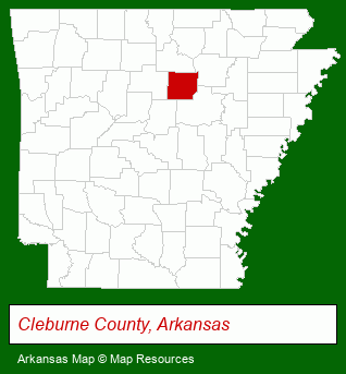 Arkansas map, showing the general location of Real Estate Center Inc