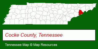 Tennessee map, showing the general location of Cosby Real Estate