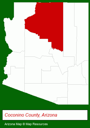 Arizona map, showing the general location of Happy Jack Lodge