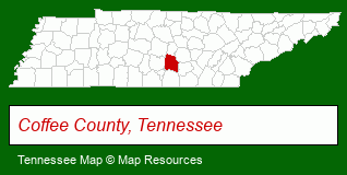 Tennessee map, showing the general location of Peoples Finance