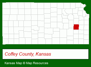 Kansas map, showing the general location of Tri County Real Estate