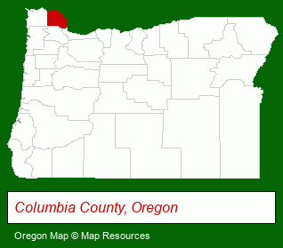Oregon map, showing the general location of Wauna Credit Union
