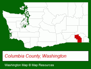 Washington map, showing the general location of Bluewood Information