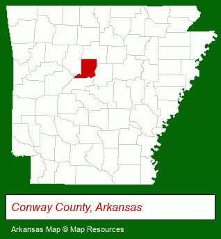 Arkansas map, showing the general location of Petit Jean State Park