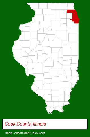 Illinois map, showing the general location of Casas en Chicago