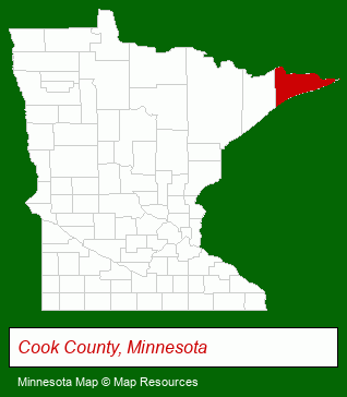 Minnesota map, showing the general location of Aspen Lodge