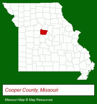 Missouri map, showing the general location of Cooper County Land Title LLC