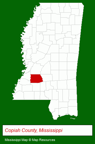 Mississippi map, showing the general location of Camp Wesley Pines