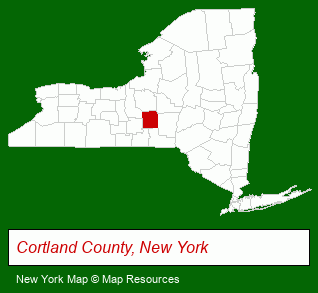 New York map, showing the general location of Cortland Housing Assistance