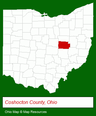 Ohio map, showing the general location of Kiefer's Greenhouse