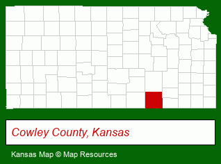 Kansas map, showing the general location of Twin Rivers Developmental