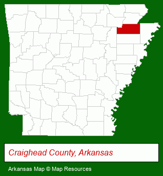 Arkansas map, showing the general location of Gilmore's Custom Kitchens