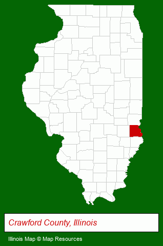 Illinois map, showing the general location of Crawford County Real Estate