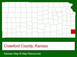 Kansas map, showing the general location of Highland Meadows
