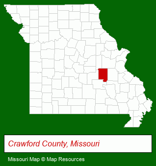 Missouri map, showing the general location of Wildwood Springs Resort