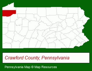 Pennsylvania map, showing the general location of Cross Creek Resort Inc