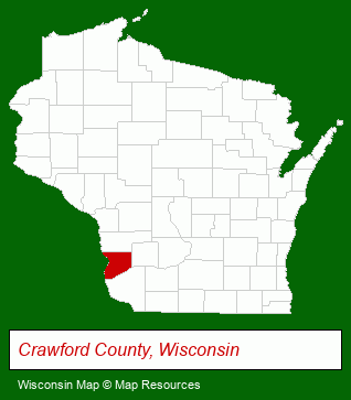 Wisconsin map, showing the general location of Prairie Du Chien Chamber-Cmmrc