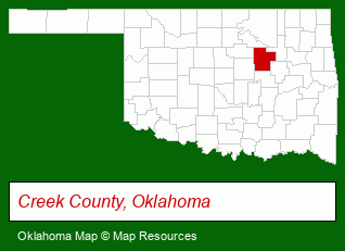 Oklahoma map, showing the general location of Mid America Shelters