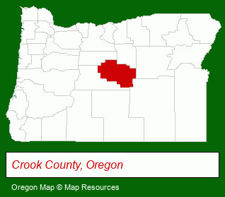 Oregon map, showing the general location of Prineville Reservoir State PRK