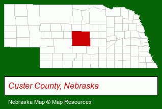 Nebraska map, showing the general location of Hilltop Hunting Lodge