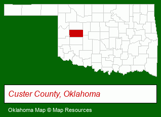 Oklahoma map, showing the general location of Brandhorst Realty & Rental
