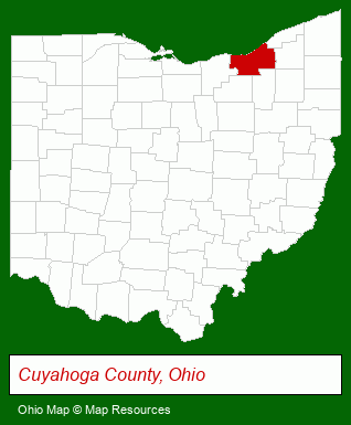 Ohio map, showing the general location of Altenheim Nursing Home