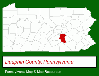 Pennsylvania map, showing the general location of Hersheypark Arena & Stadium