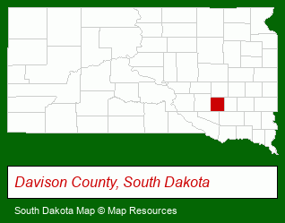 South Dakota map, showing the general location of Mitchell Area Development Corporation