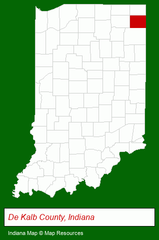 Indiana map, showing the general location of Laurels of de Kalb
