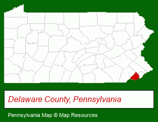 Pennsylvania map, showing the general location of Leslie Rase