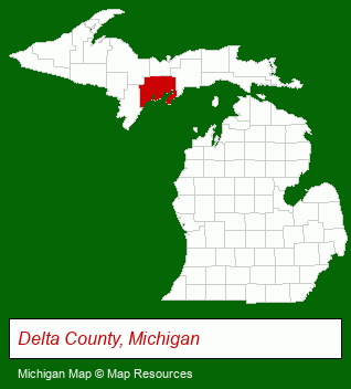 Michigan map, showing the general location of Whispering Valley Camp Ground