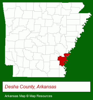 Arkansas map, showing the general location of Sims Realty
