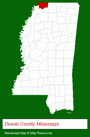 Mississippi map, showing the general location of Chuck Roberts COML Real Estate