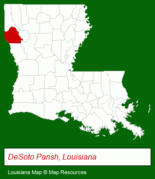 Louisiana map, showing the general location of Progressive National Bank