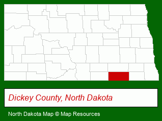 North Dakota map, showing the general location of Oster Park Campground
